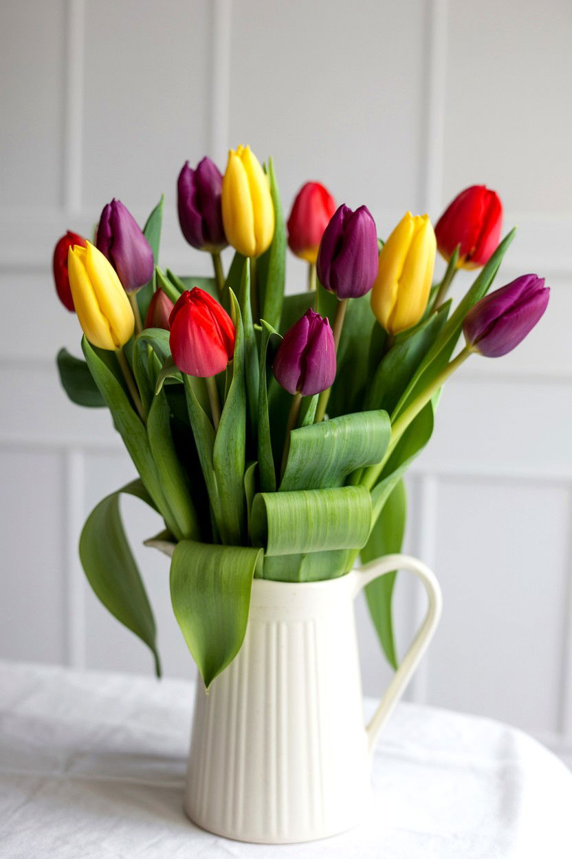 Mixed Tulip Bouquet - 25 Valentine's Day Flower Centerpiece Ideas