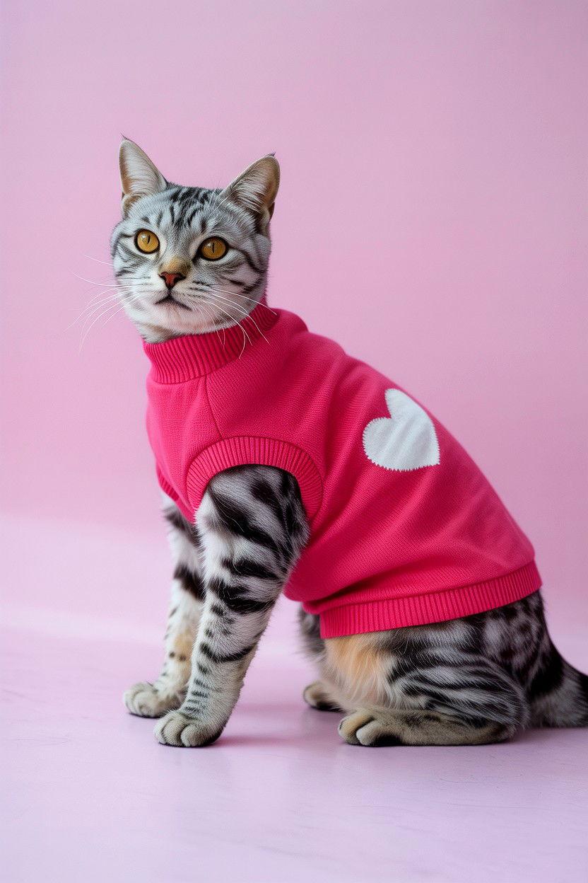 Mock Neck Valentine Cat Sweater - 25 Valentine's Day Pet Sweater Ideas