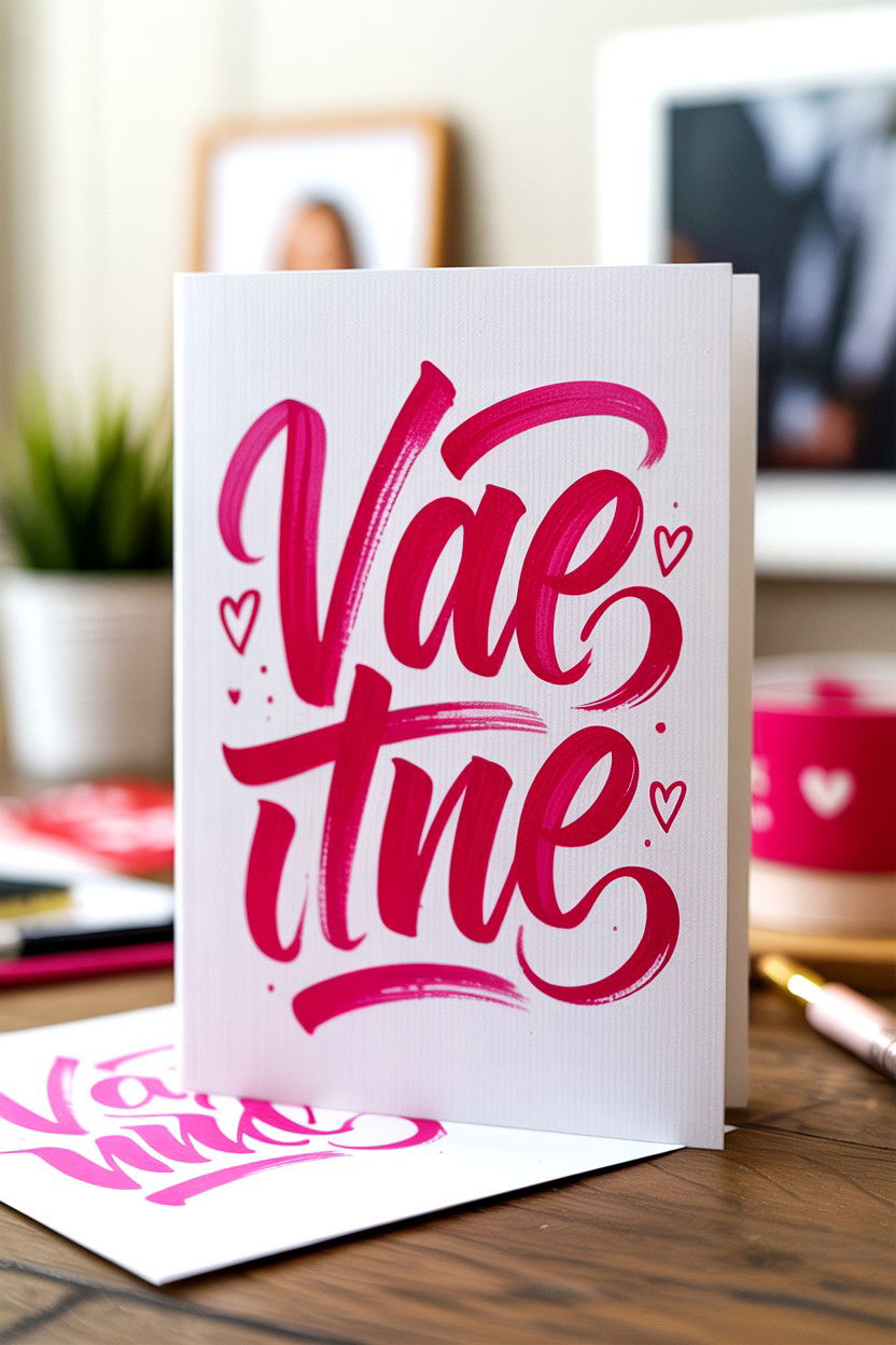 Modern Brush Lettering Valentine - 25 Calligraphy Valentine's Day Card Ideas
