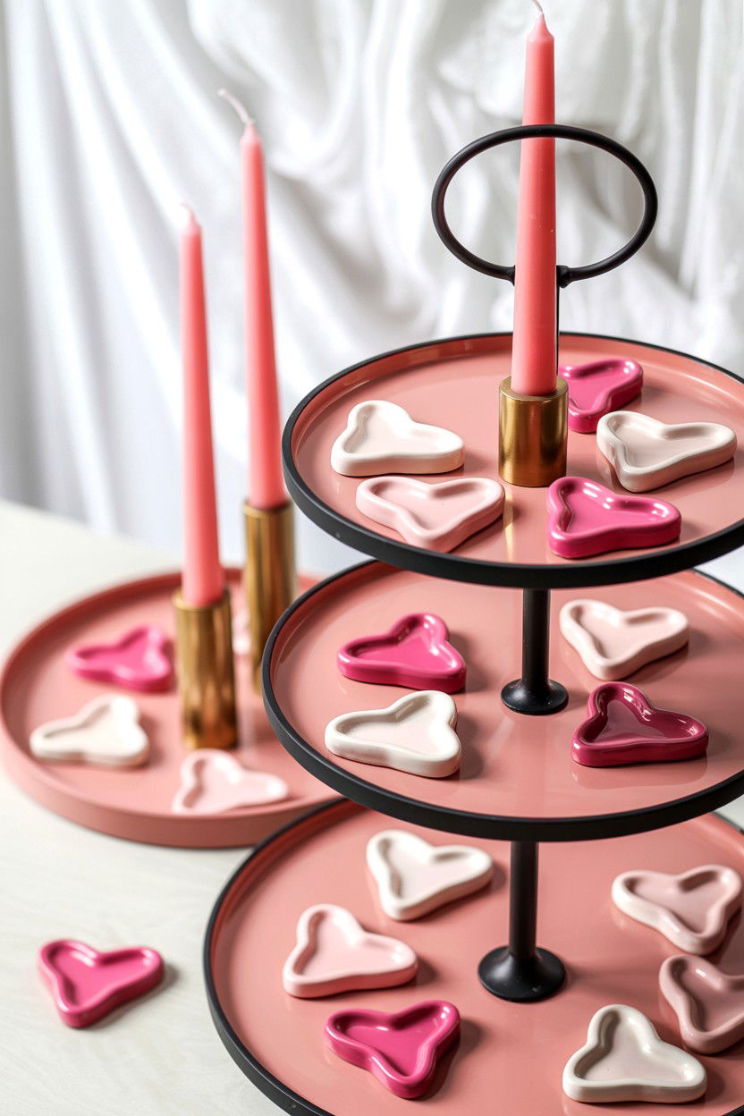 Modern Pink Valentine Tiered Tray - 25 Pink Valentine's Day Tiered Tray Ideas