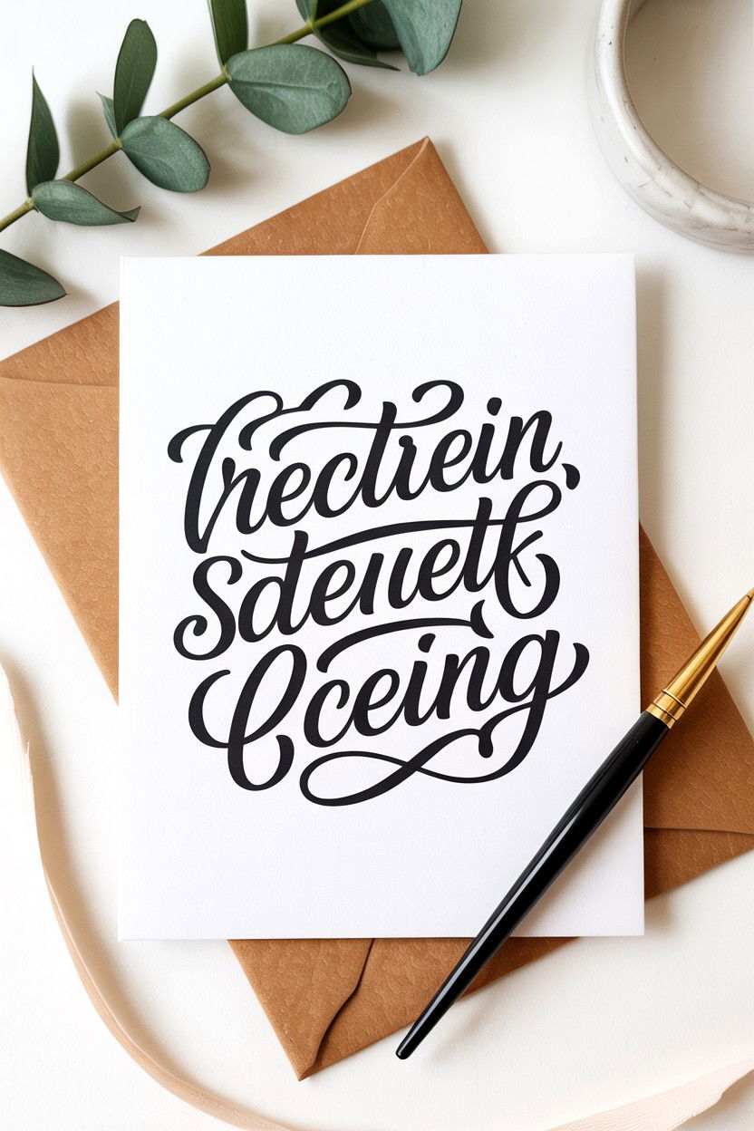 Modern Script Lettering - 25 Minimalist Valentine's Day Card Ideas