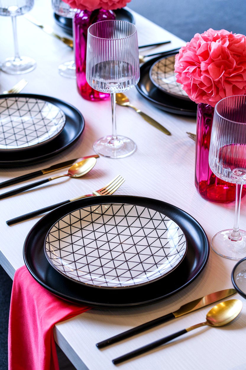Modern Table Setting - 25 Valentine's Day Party Table Ideas