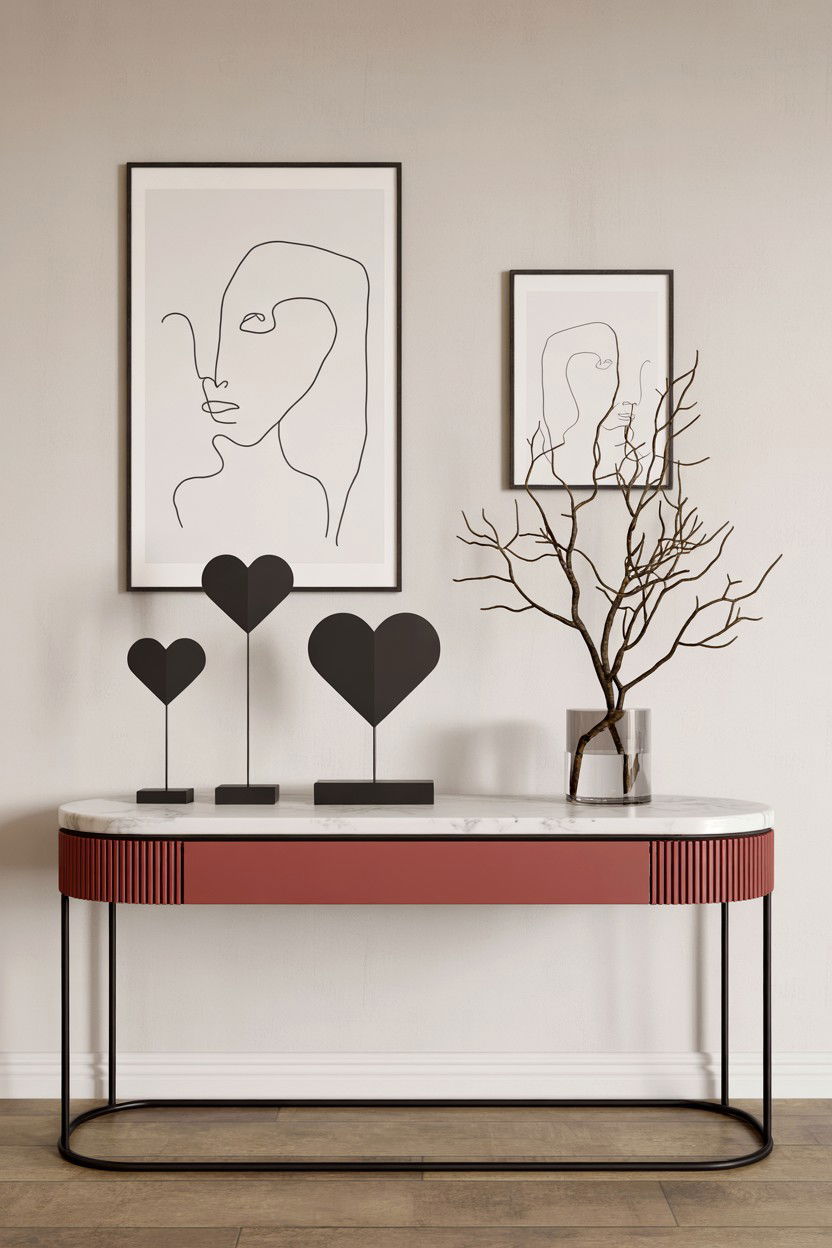 Modern Valentine Table Styling - 25 Valentine's Day Console Table Ideas