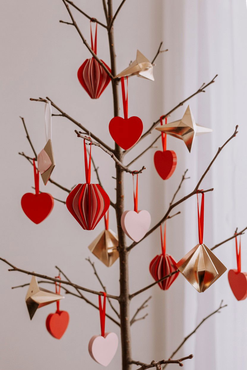 Modern Valentine Tree - 25 Valentine's Day Tree Decorating Ideas