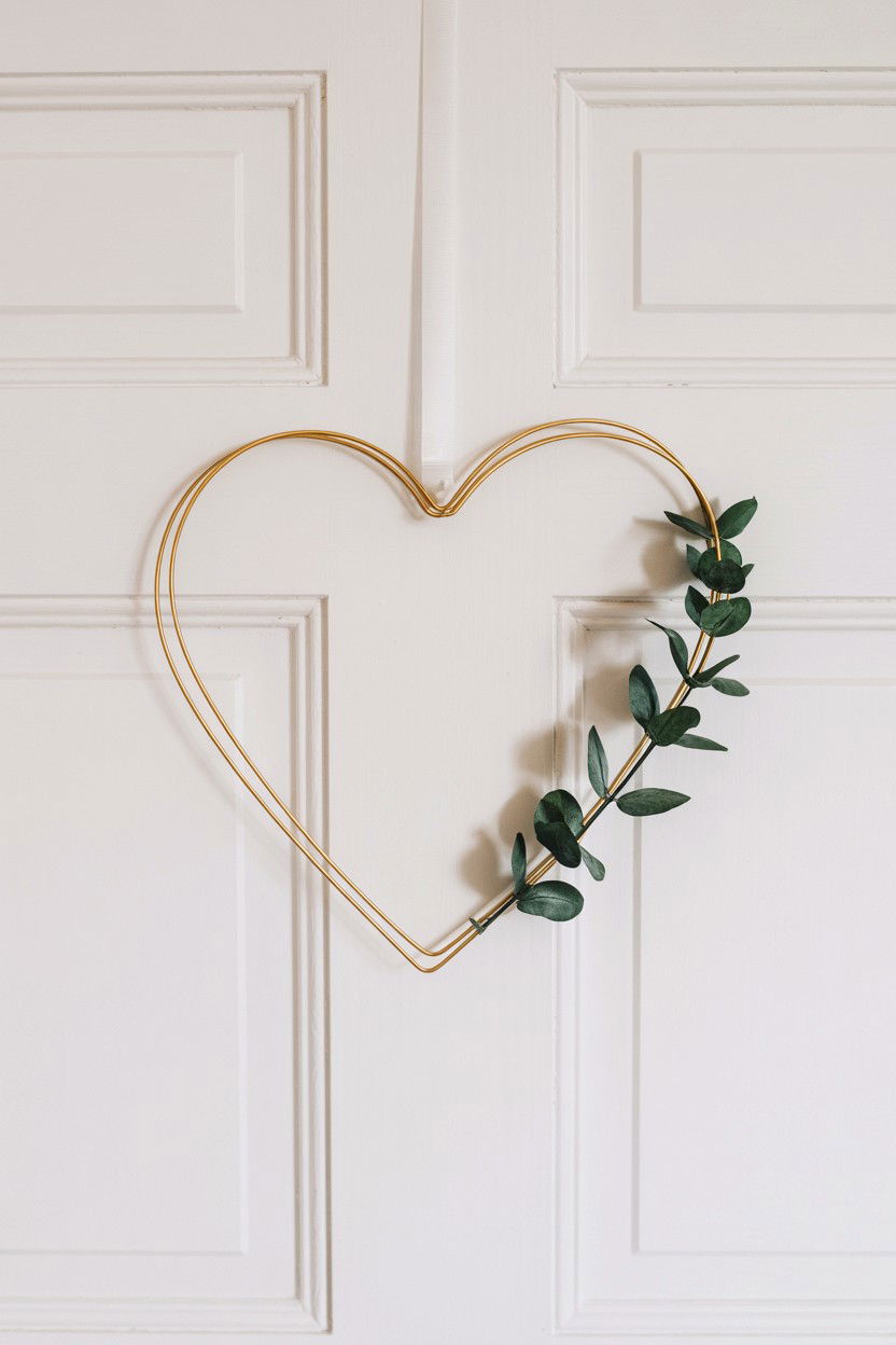 Modern Wire Heart Wreath - 25 Minimalist Valentine's Day Decor Ideas