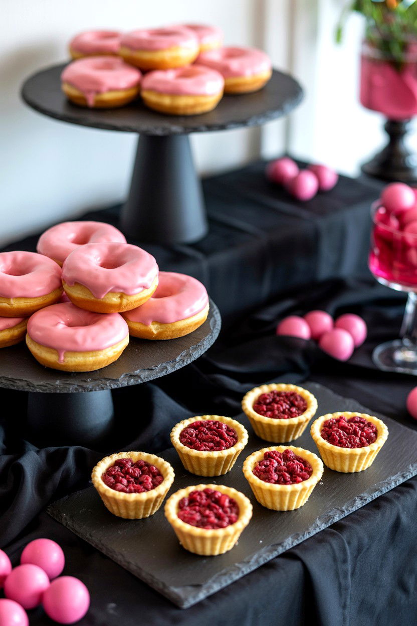 Modern black and pink dessert table - 25 Valentine's Day Dessert Table Ideas
