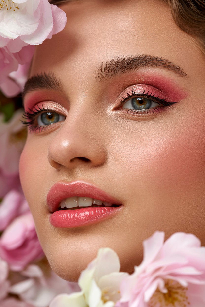 Monochromatic Pink Look - 25 Coquette Valentine's Day Makeup Ideas