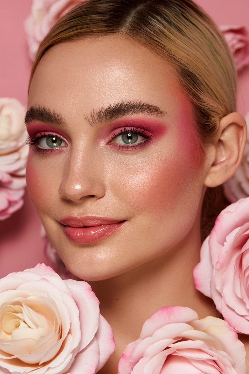 Monochromatic Pink Makeup - 25 Bold Valentine's Day Makeup Ideas