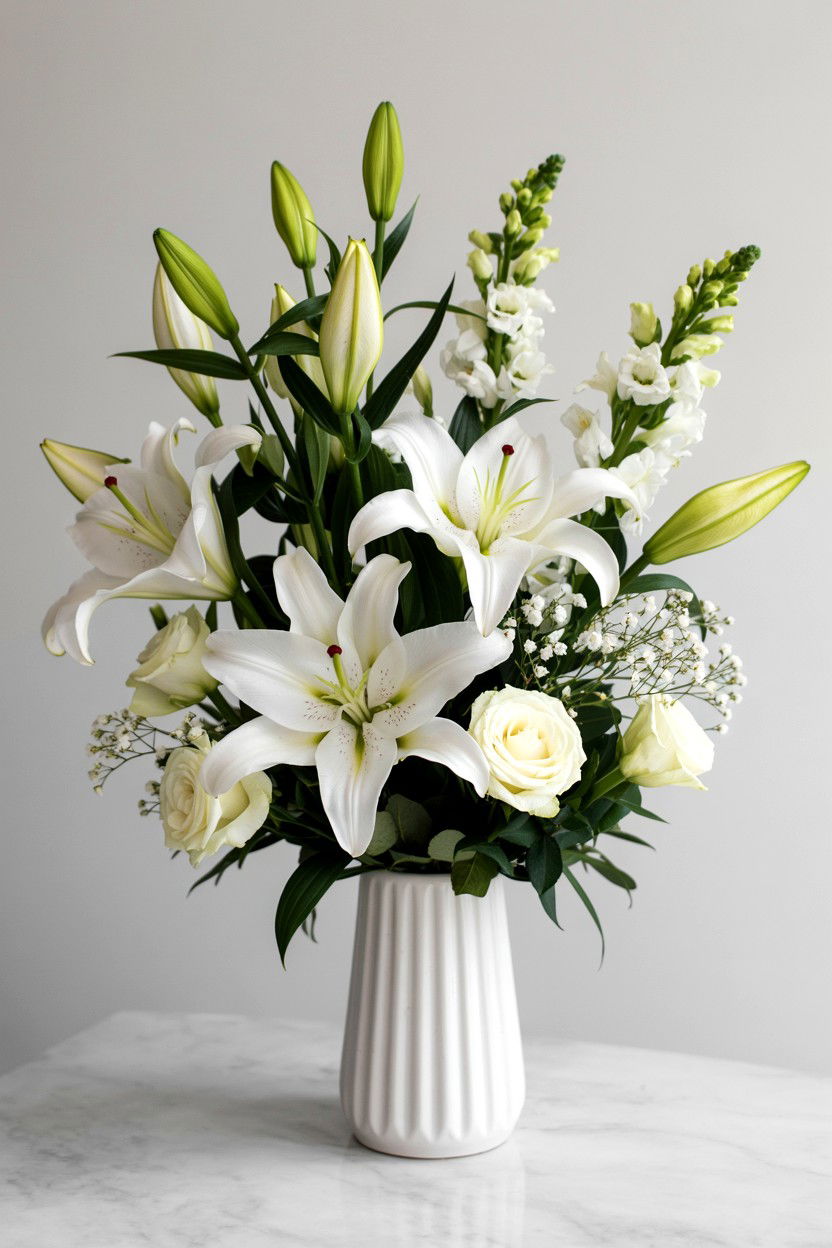 Monochromatic White Lily Vase - 25 Valentine's Day Flower Vase Ideas