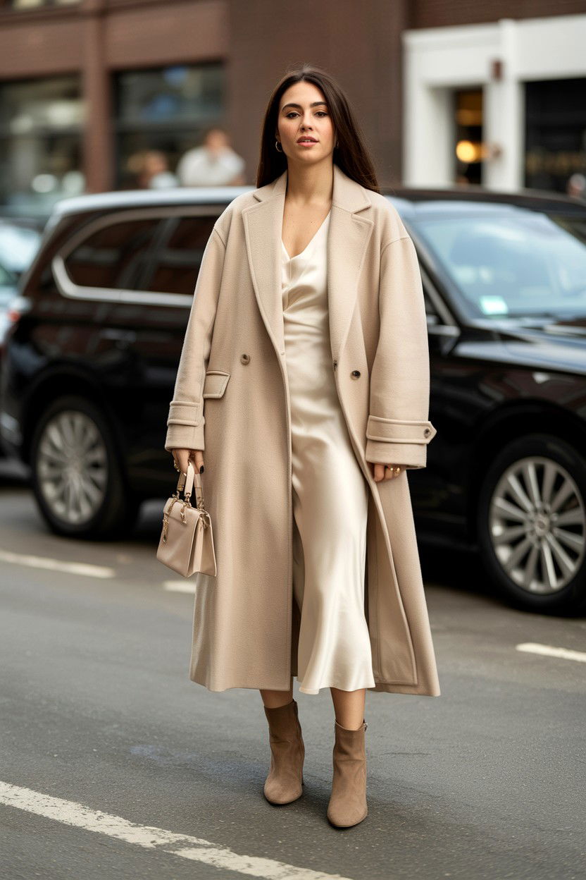 Monochromatic cream wool coat outfit - 25 Valentine's Day Quiet Luxury Outfits