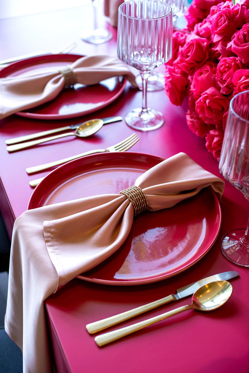 Monochromatic pink table decor - 25 Valentine's Day Tablescape Ideas