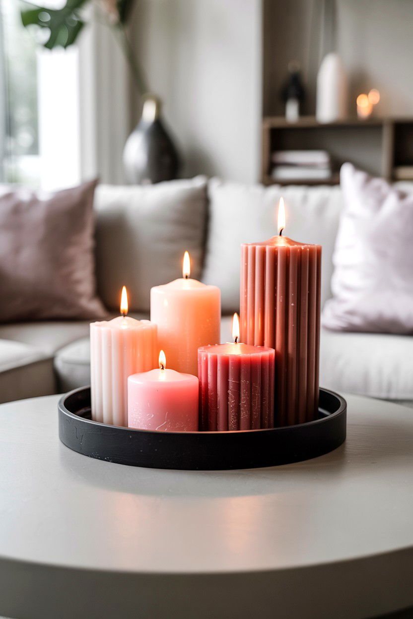 Monochrome Pink Candle Arrangement - 25 Minimalist Valentine's Day Decor Ideas