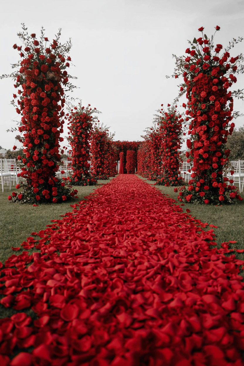 Monochrome Red Wedding - 25 Valentine's Day Wedding Color Ideas