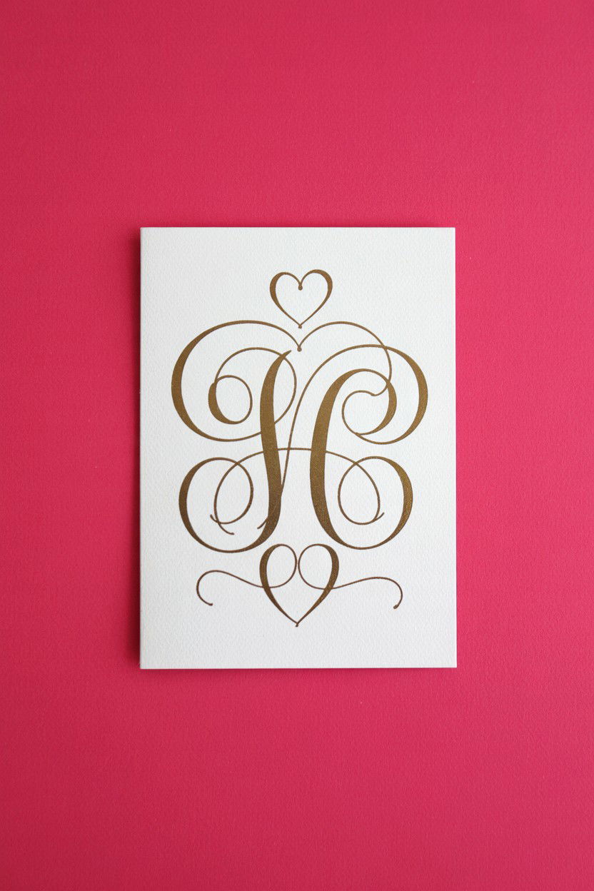 Monogram Calligraphy Valentine - 25 Calligraphy Valentine's Day Card Ideas