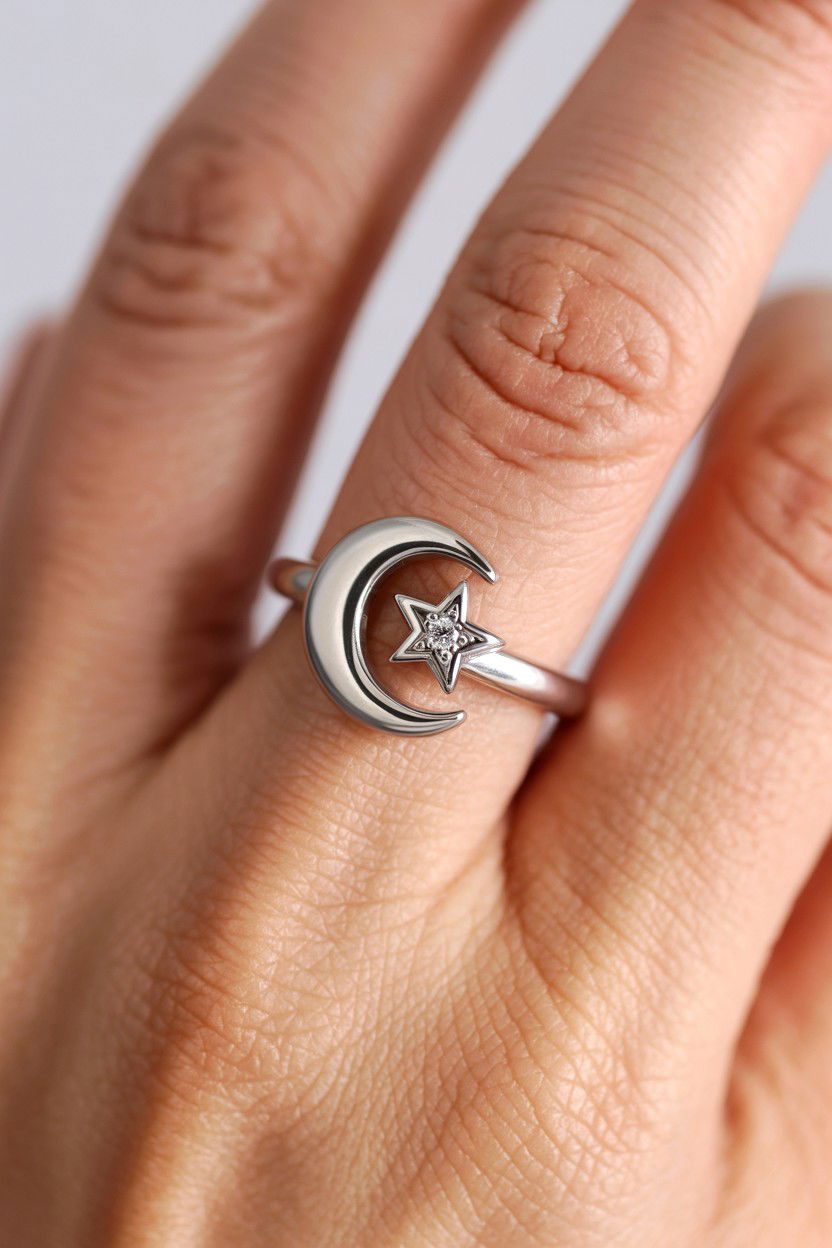 Moon And Star Ring - 25 Valentine's Day Promise Ring Ideas