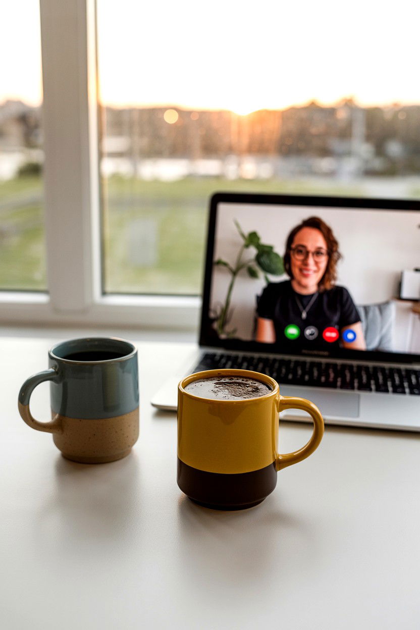 Morning Coffee Video Call - 25 Long Distance Valentine's Day Ideas
