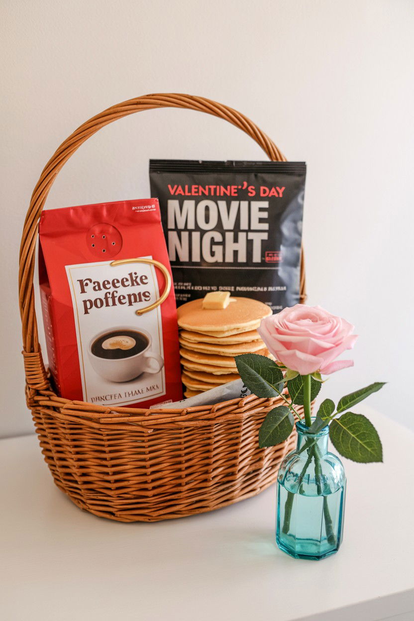Morning after breakfast basket - 25 Valentine's Day Movie Night Gift Basket Ideas
