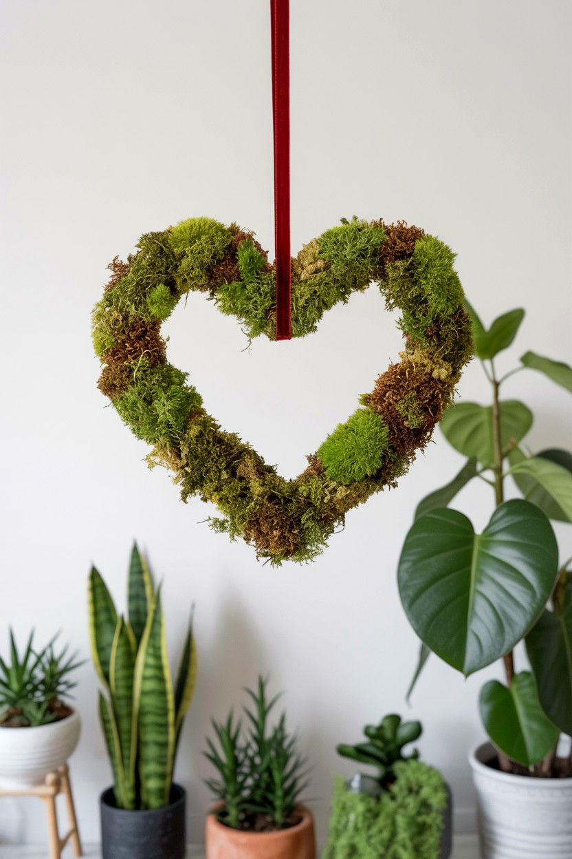 Moss Heart - 25 Simple Valentine's Day Wreath Ideas