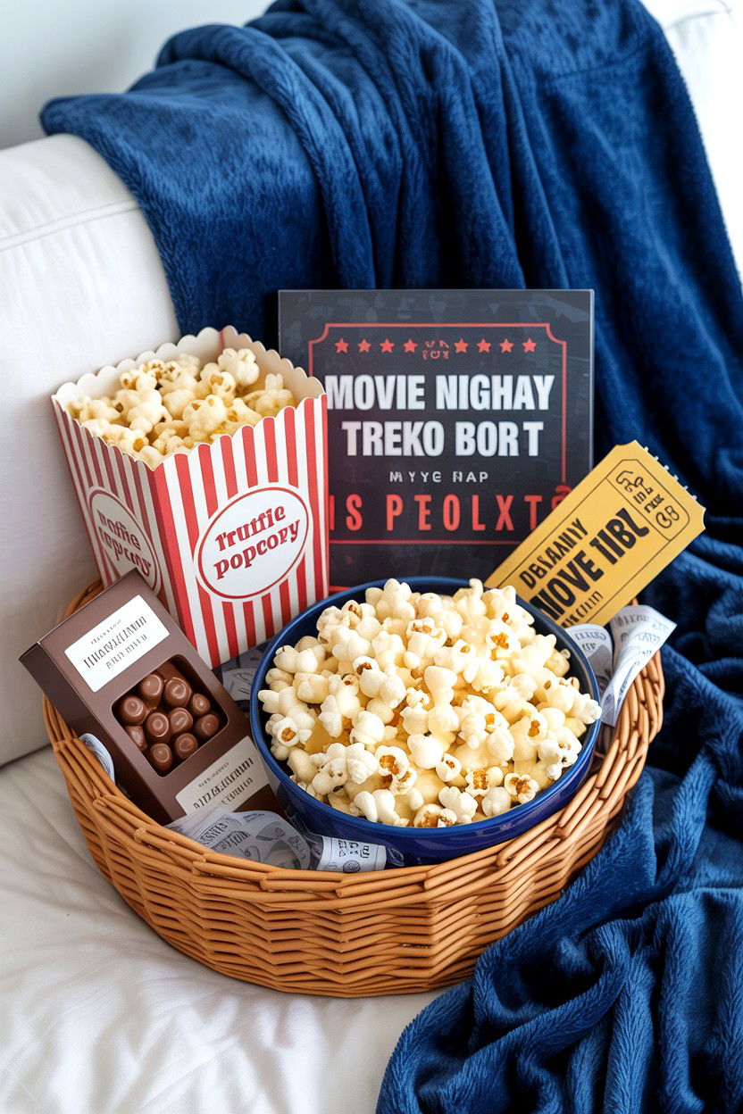 Movie Night Basket - 25 Valentine's Day Luxury Gift Basket Ideas