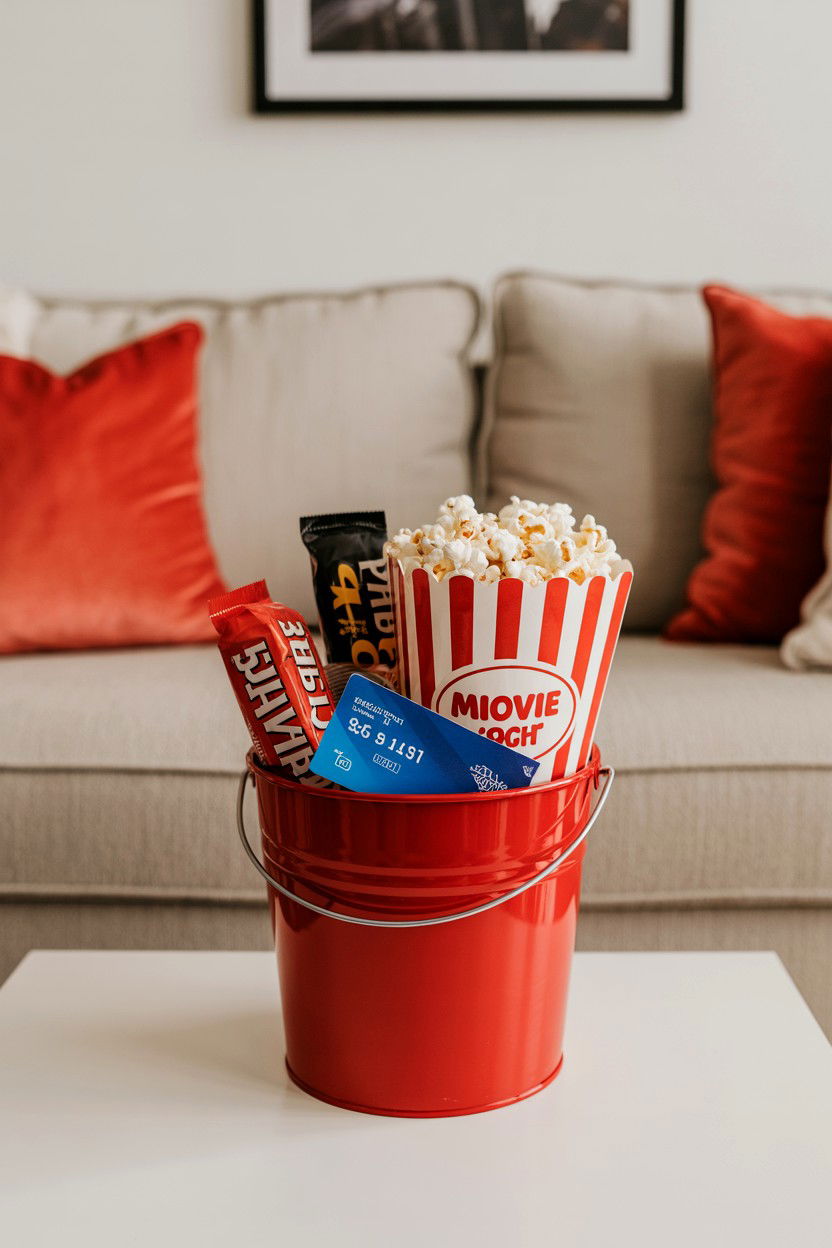 Movie Night Bucket - 25 Valentine's Day Teacher Treat Ideas
