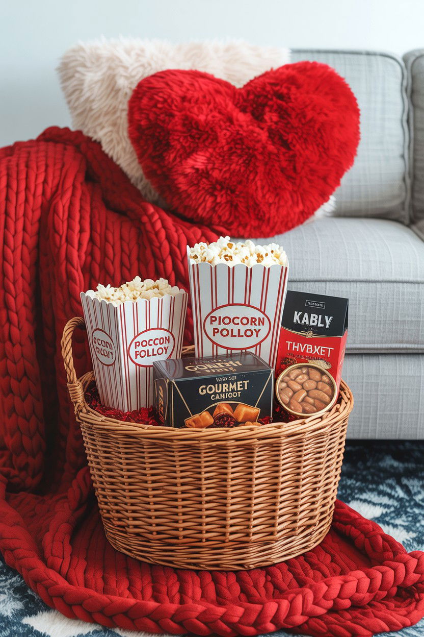 Movie Night Gift Basket - 25 Valentine's Day Cozy Gift Basket Ideas