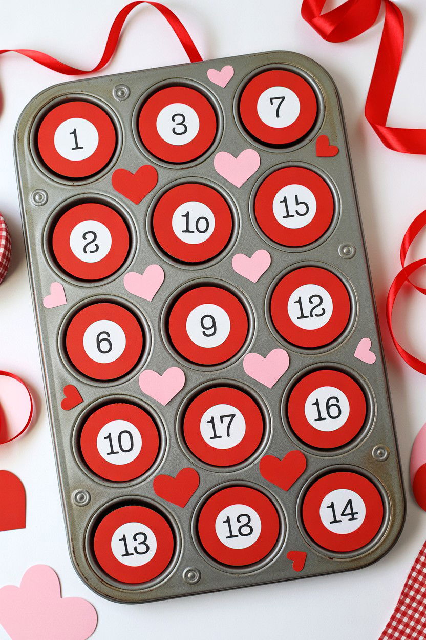 Muffin Tin Valentine Calendar - 25 Valentine's Day Countdown Calendar Ideas