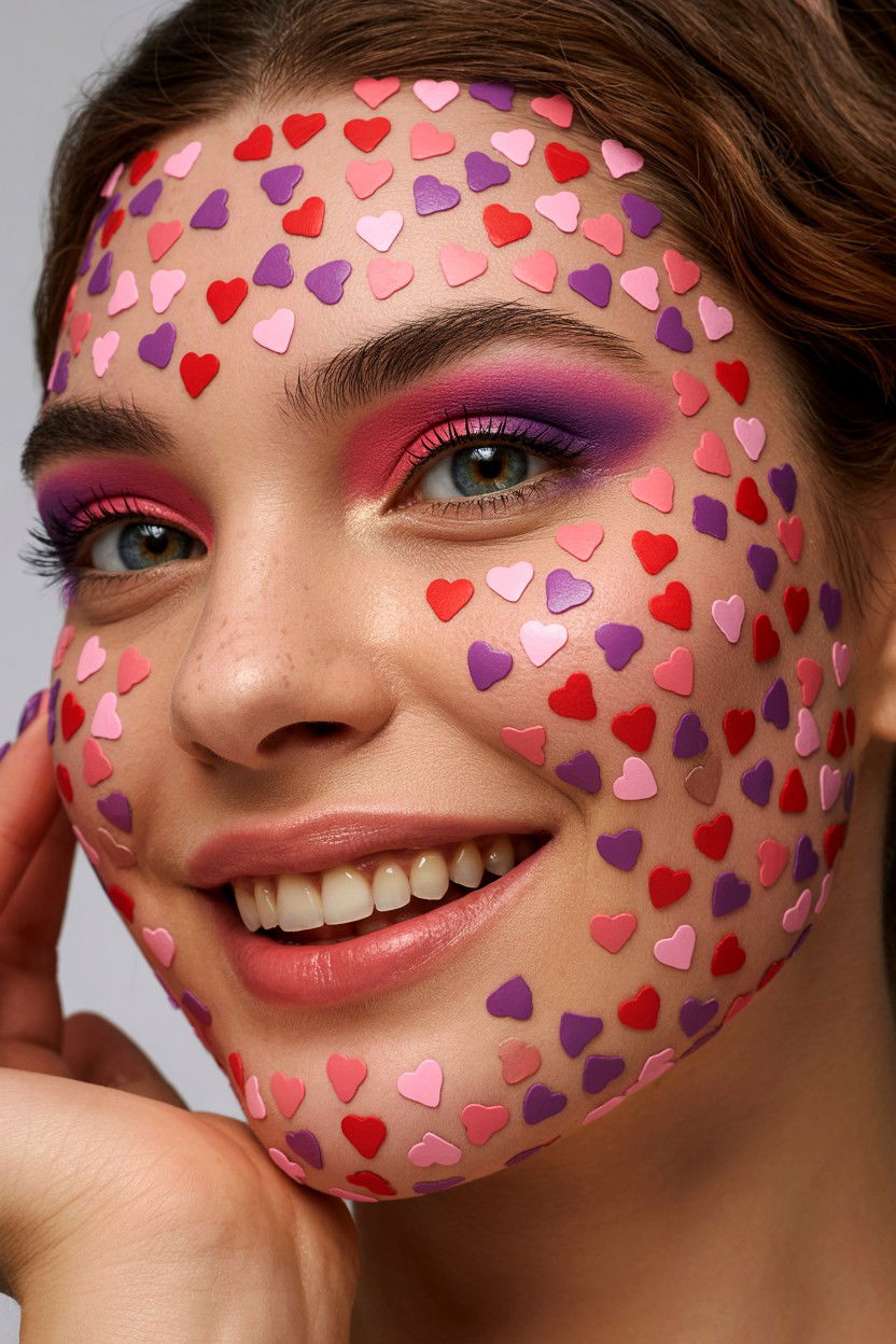 Multi Color Heart - 25 Heart Makeup Valentine's Day Ideas
