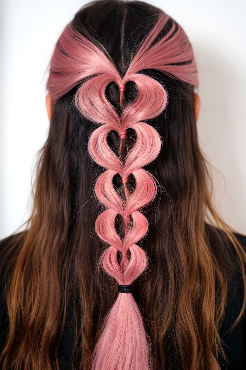 Multi Heart Braid - 25 Heart Braid Valentine's Day Ideas