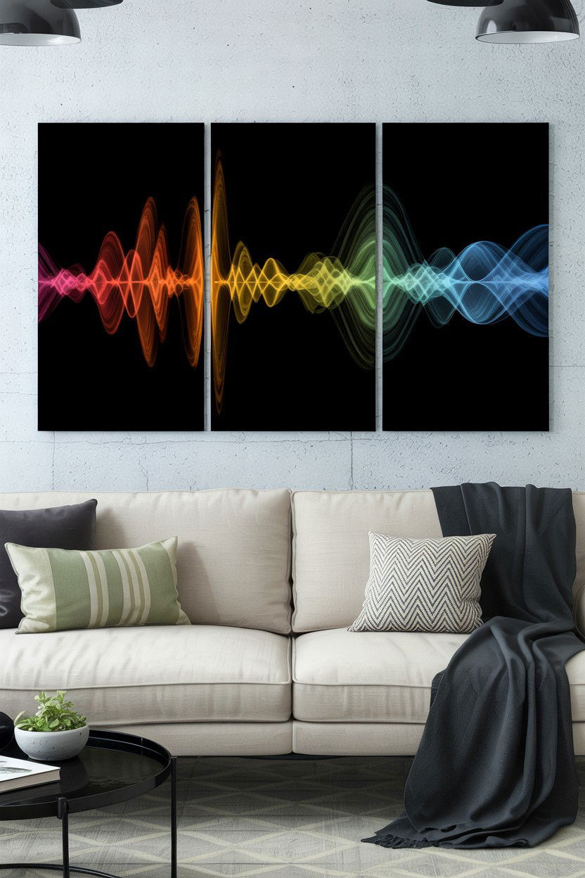 Multi Panel Sound Wave - 25 Valentine's Day Sound Wave Art Ideas