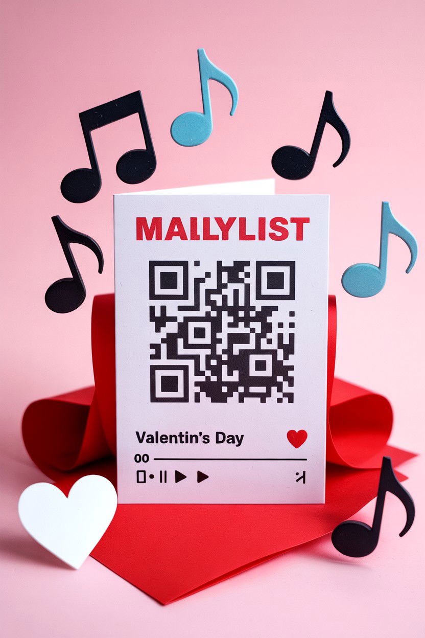 Music Playlist QR Code Card - 25 Valentine's Day Card Ideas for Girlfriend