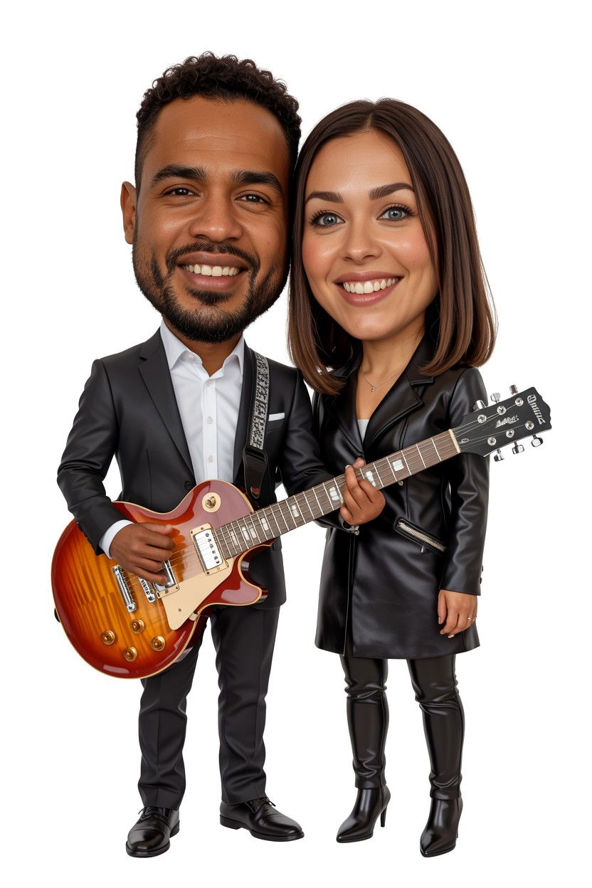 Musician Couple Caricature - 25 Valentine's Day Caricature Gift Ideas