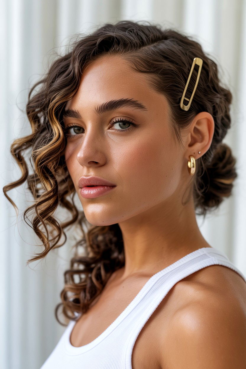 Natural Curls Side Sweep - 25 Valentine's Day Side Swept Hair Ideas