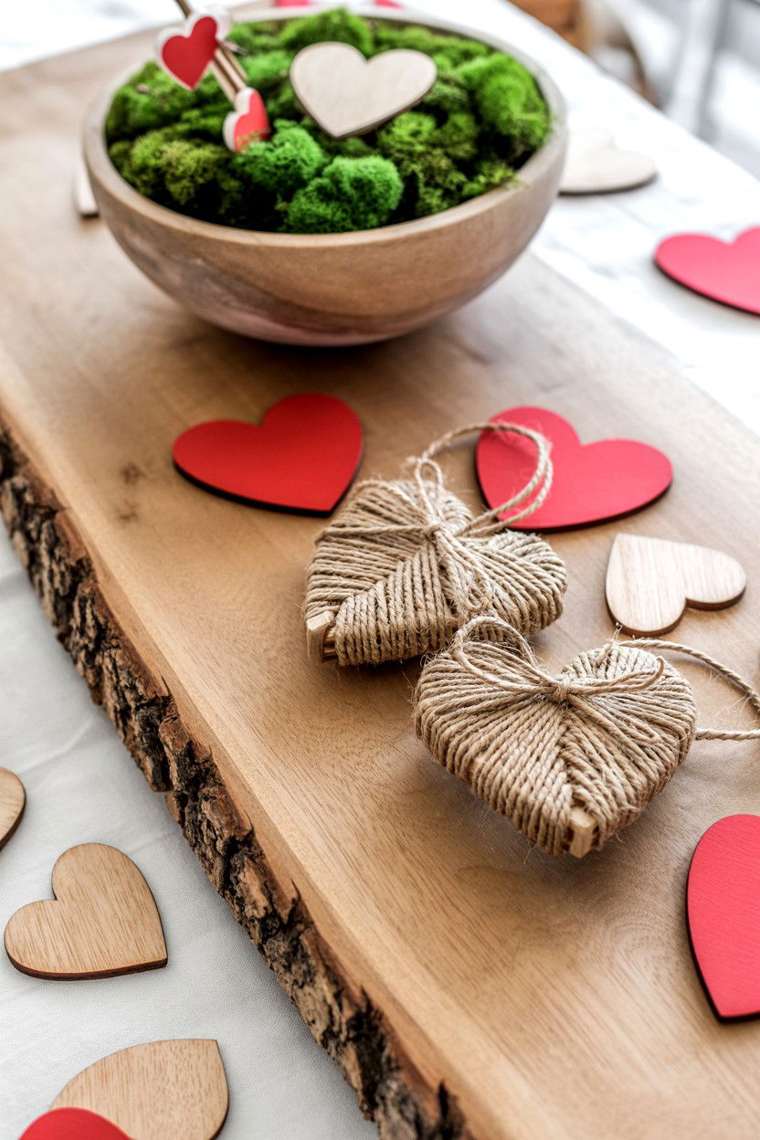 Natural Wood Valentine Table - 25 Valentine's Day Console Table Ideas