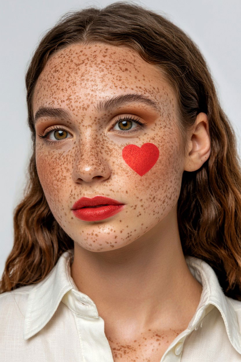 Natural faux freckles - 25 Valentine's Day Freckle Makeup Ideas