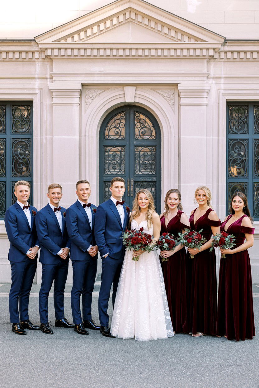 Navy Blue and Burgundy Wedding - 25 Valentine's Day Wedding Color Ideas