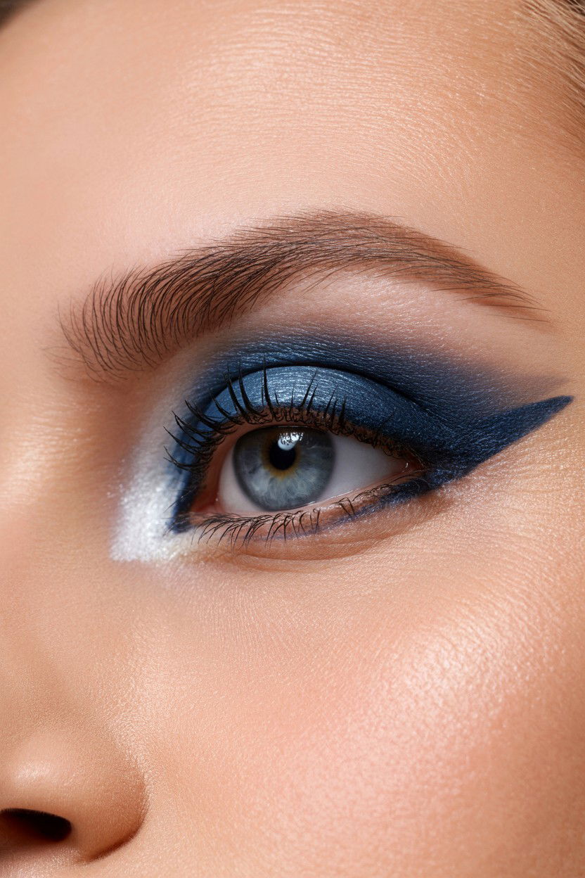Navy blue eye - 25 Smoky Eye Valentine's Day Looks