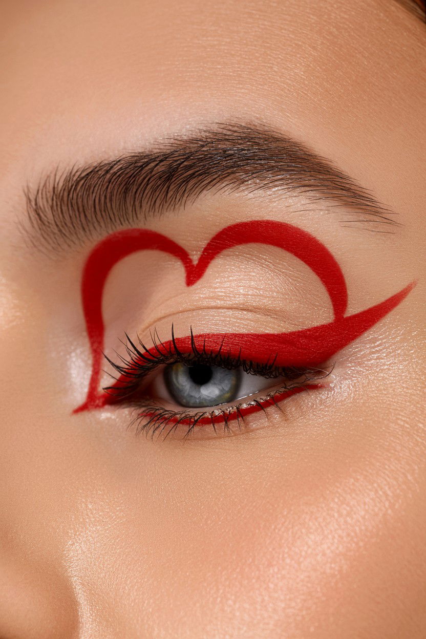 Negative Space Heart Eyeliner - 25 Valentine's Day Graphic Liner Ideas