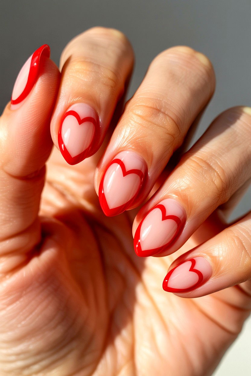 Negative Space Heart Nails - 25 Minimalist Valentine's Day Nails