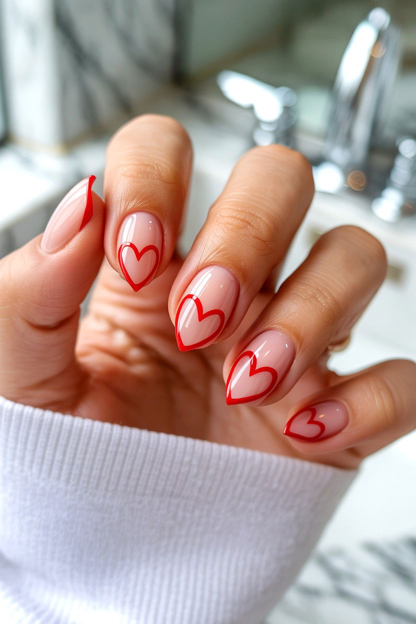 Negative Space Heart Nails - 25 Abstract Valentine's Day Nail Ideas