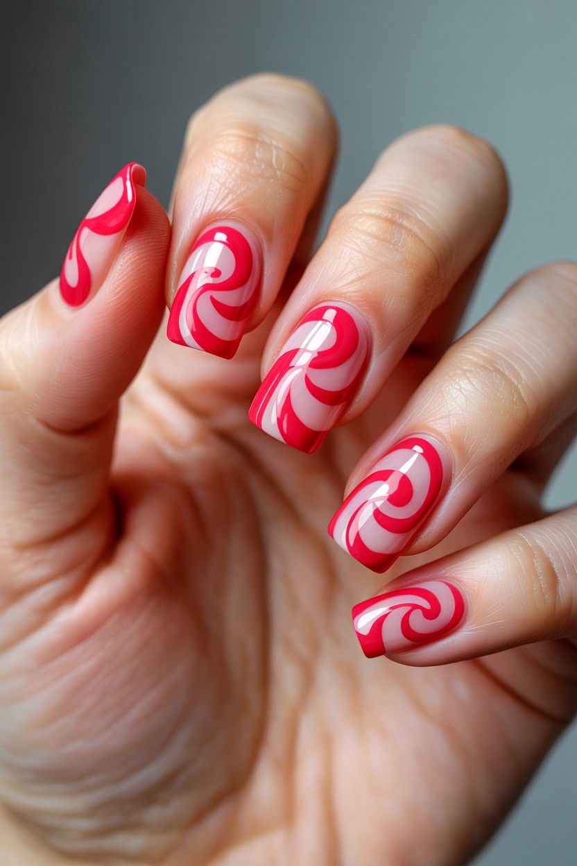 Negative Space Swirl Nails - 25 Swirl Valentine's Day Nail Ideas