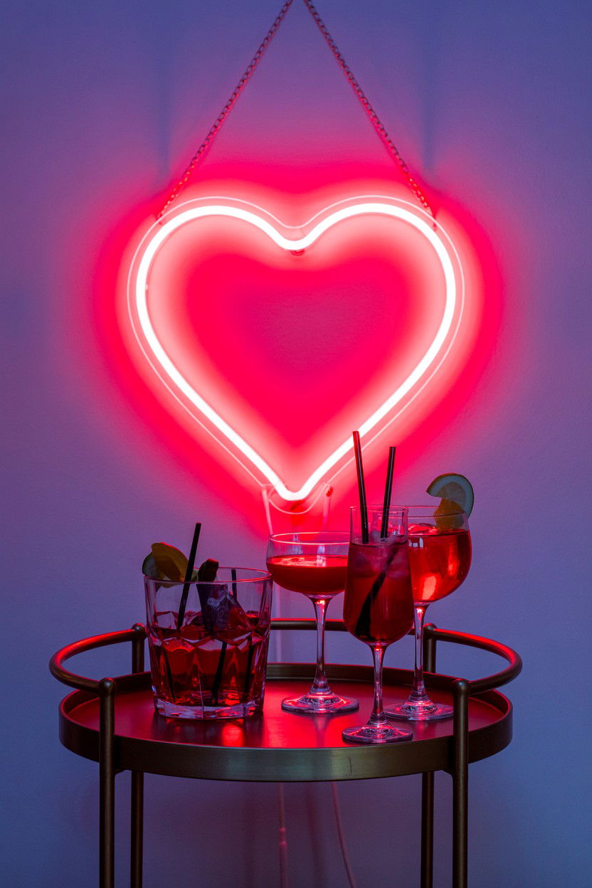 Neon Heart Sign - 25 Maximalist Valentine's Day Ideas