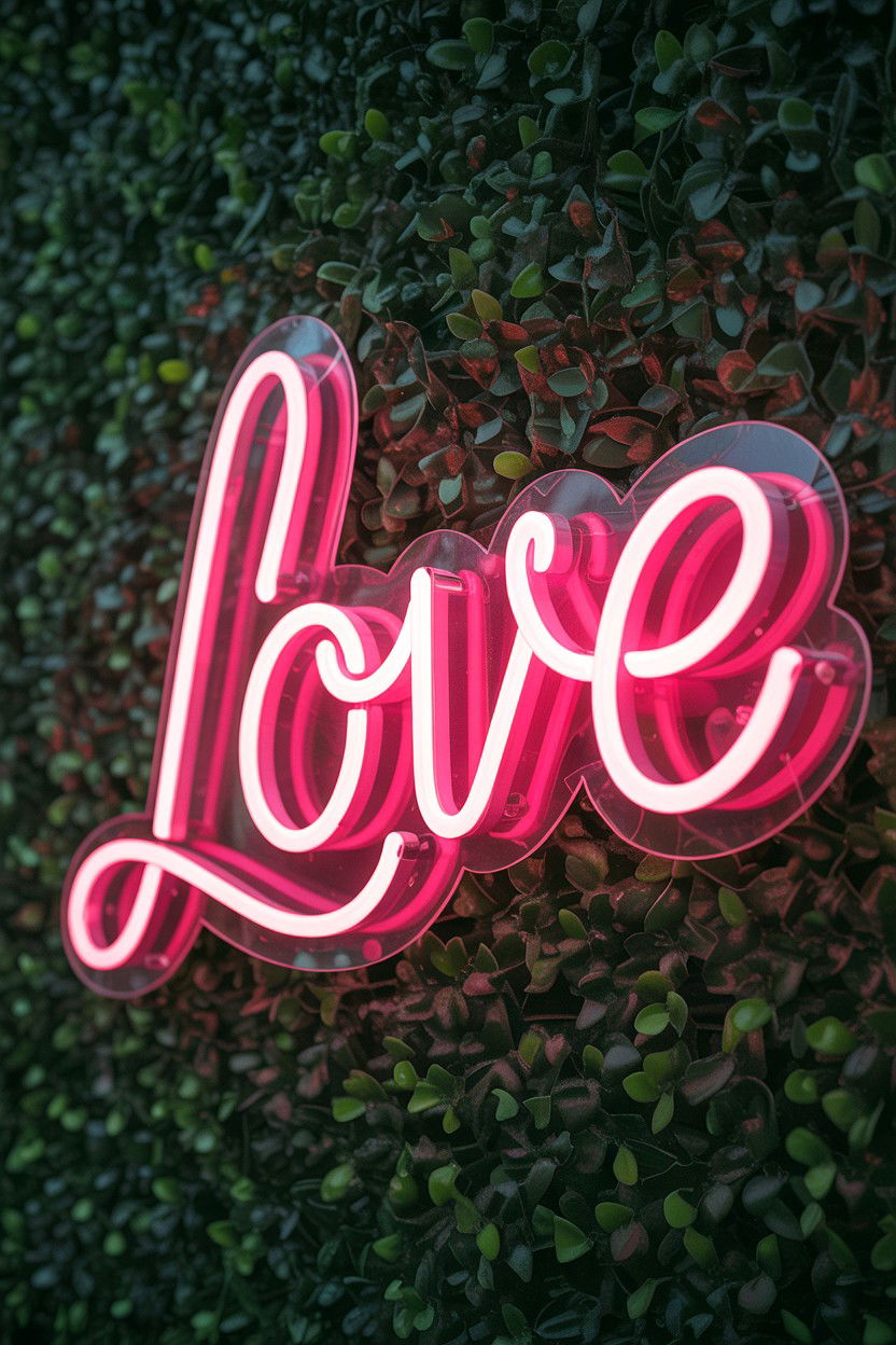 Neon Love Sign - 25 Valentine's Day Photo Booth Ideas