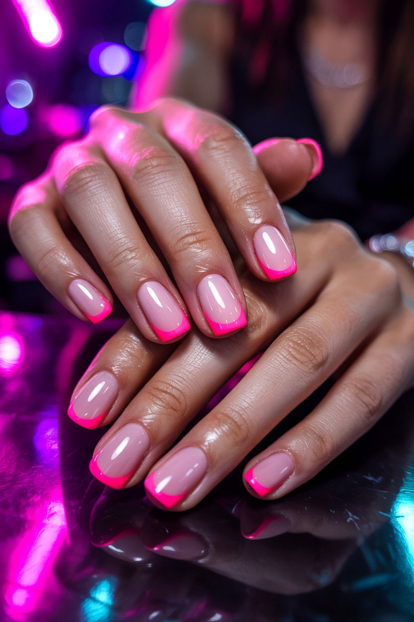 Neon Pink French Tip - 25 French Tip Valentine's Day Nails