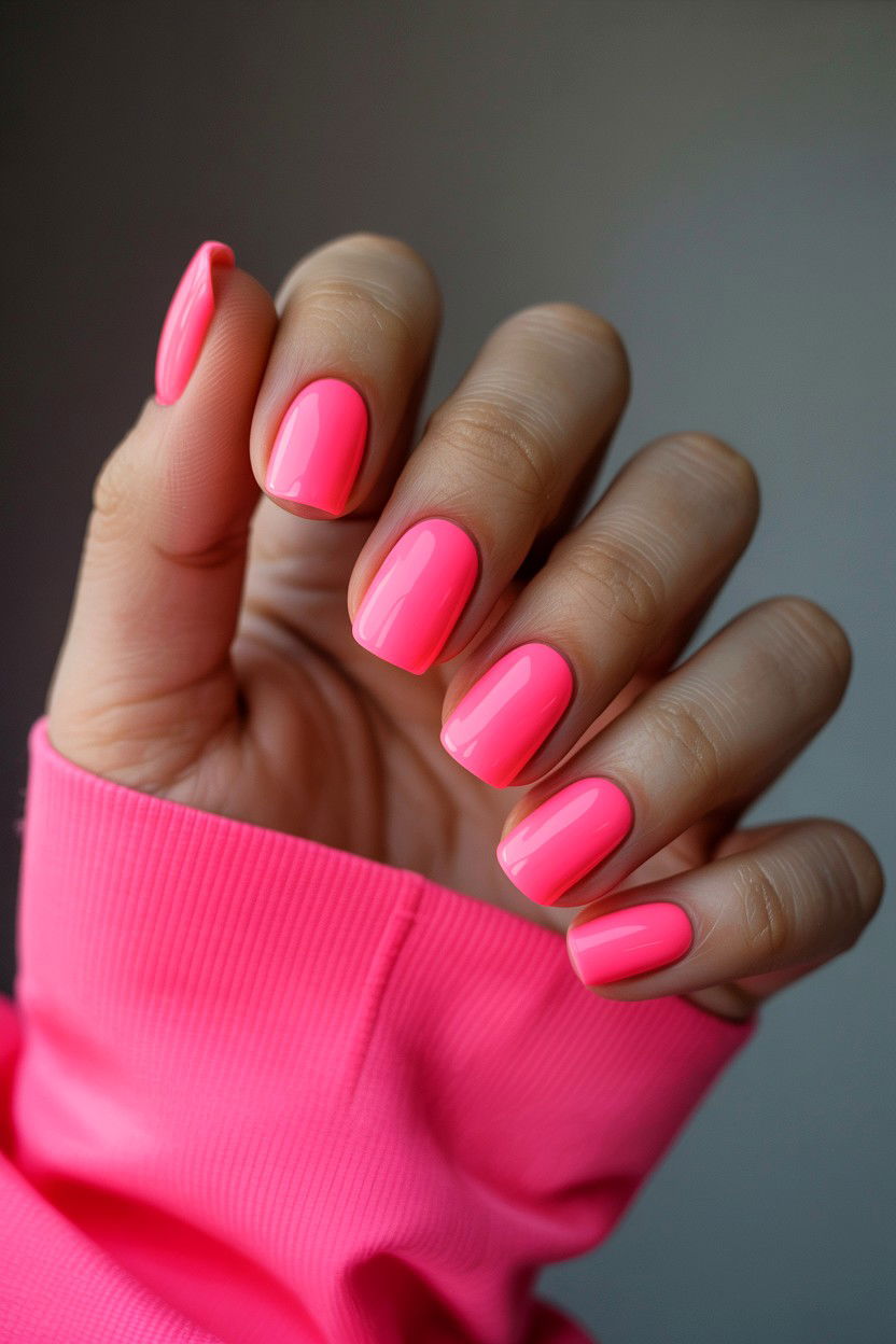 Neon Pink Nails - 25 Pink Valentine's Day Nail Ideas