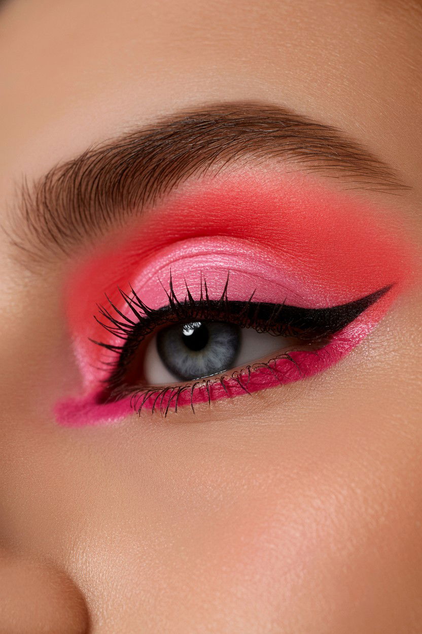 Neon Pink Shadow - 25 Valentine's Day Eyeshadow Ideas
