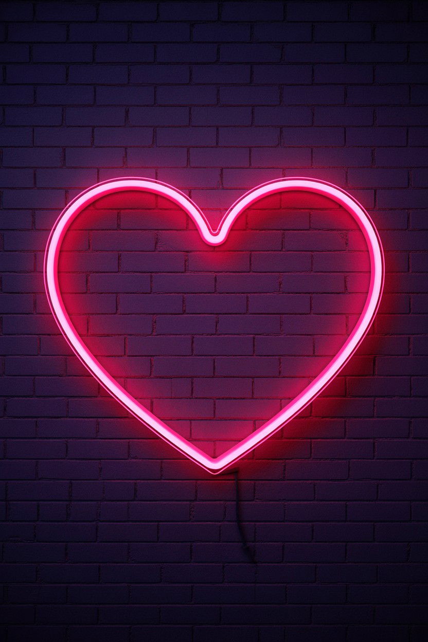 Neon heart sign lighting - 25 Valentine's Day Studio Photo Ideas