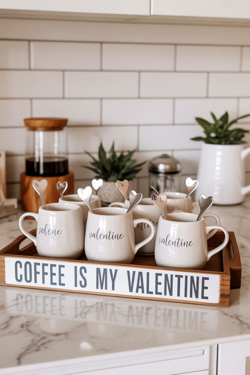 Neutral Coffee Bar Decor - 25 Neutral Valentine's Day Tiered Tray Ideas