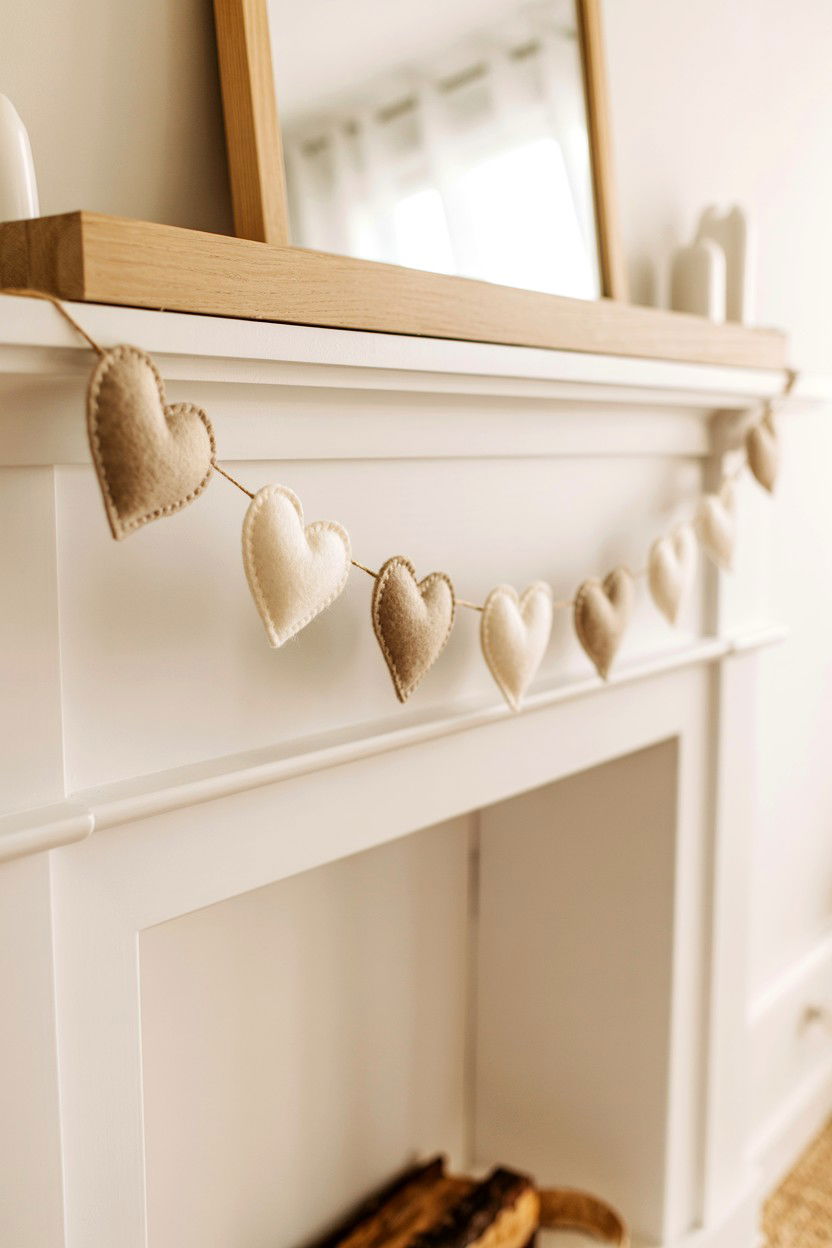 Neutral Heart Garland - 25 Minimalist Valentine's Day Decor Ideas