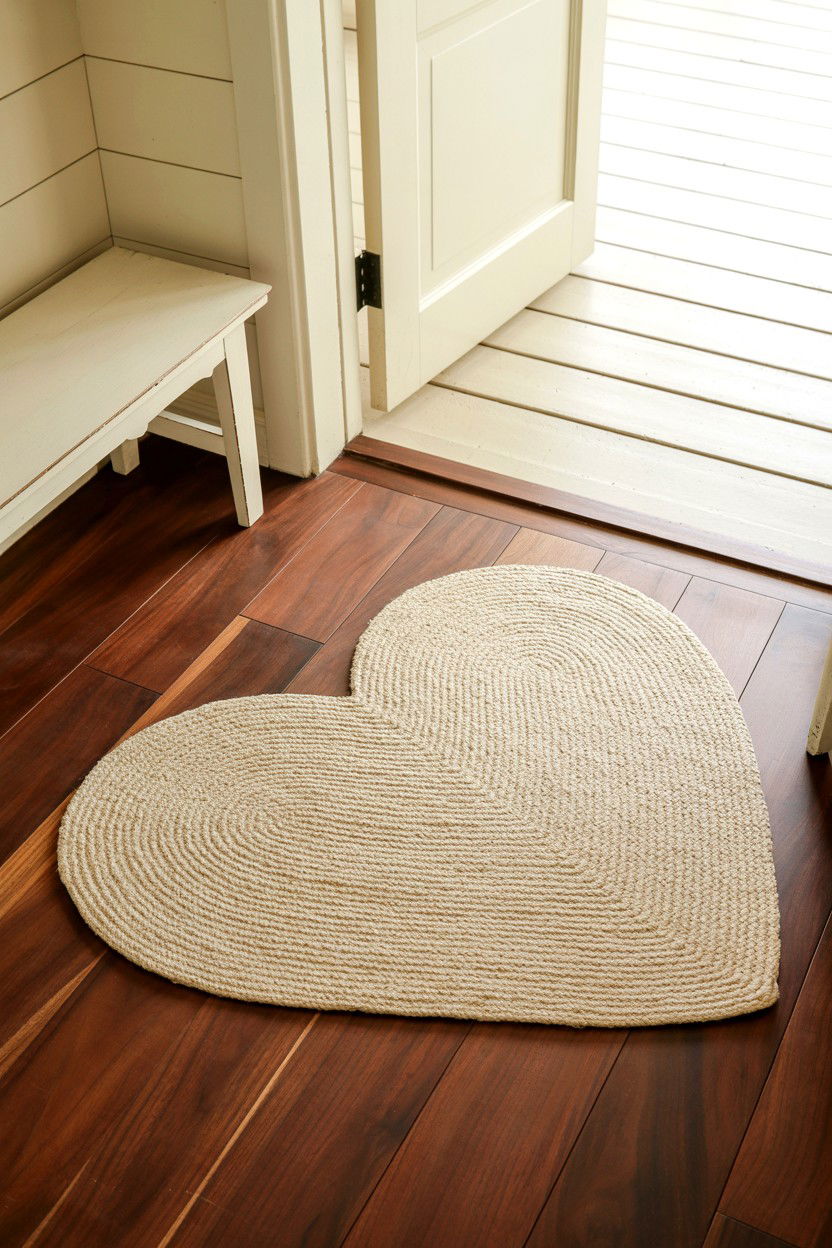 Neutral Heart Rug - 25 Farmhouse Valentine's Day Decor Ideas
