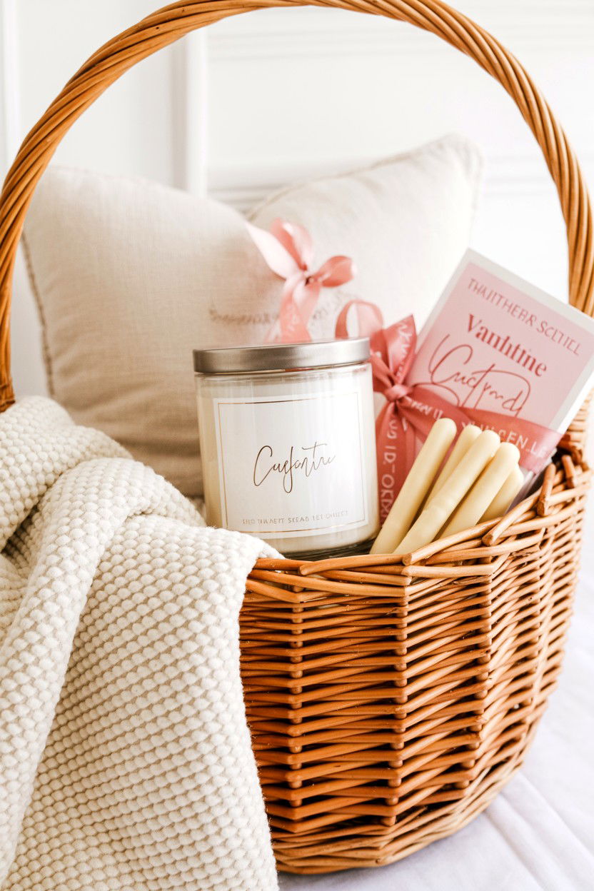 Neutral Valentine Basket - 25 Valentine's Day Boo Basket Ideas